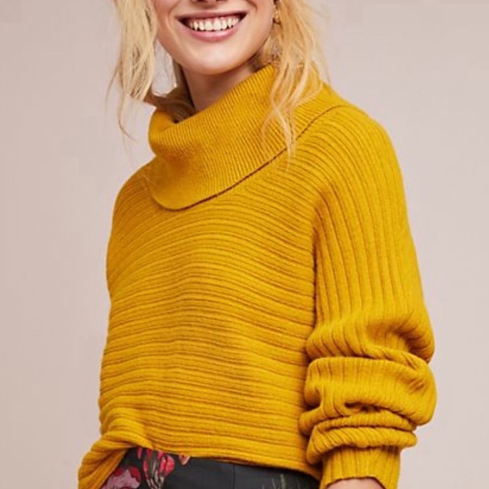 Anthropologie Moth Yellow Mustard Kint Sweater